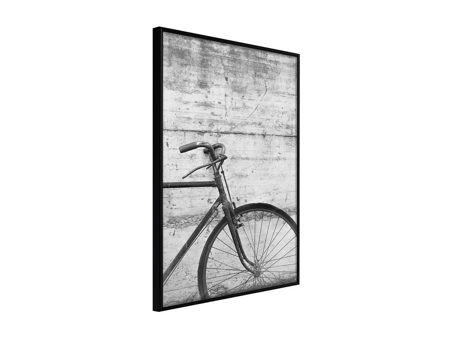 Affiche Murale Encadrée "Bicycle Leaning Against the Wall" 21 x 30 cm Noir