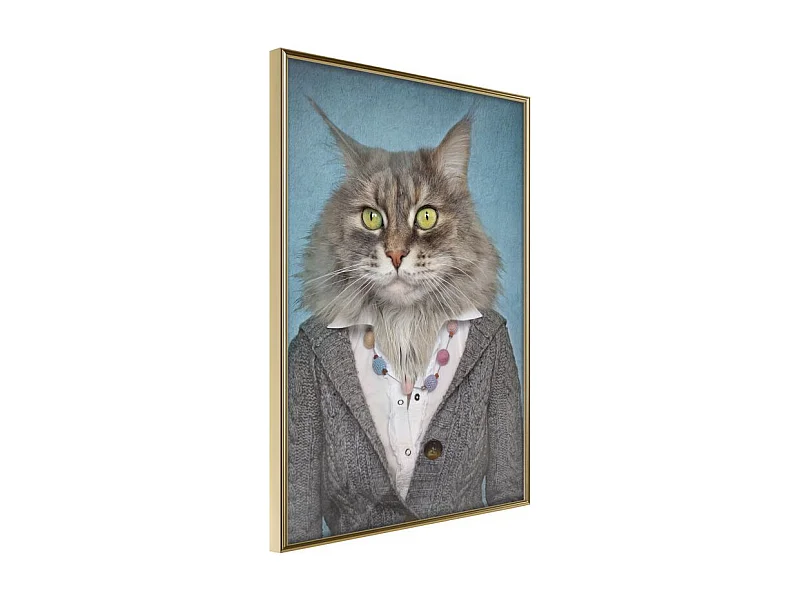 Affiche Murale Encadrée "Animal Alter Ego Cat" 30 x 42 cm Or