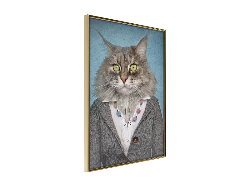 Affiche Murale Encadrée "Animal Alter Ego Cat" 30 x 42 cm Or