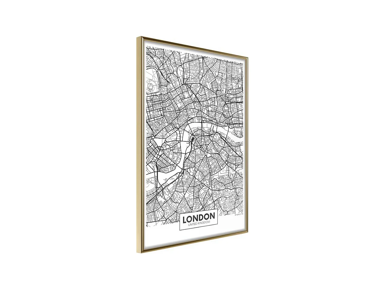 Affiche Murale Encadrée "City Map London" 40 x 60 cm Or
