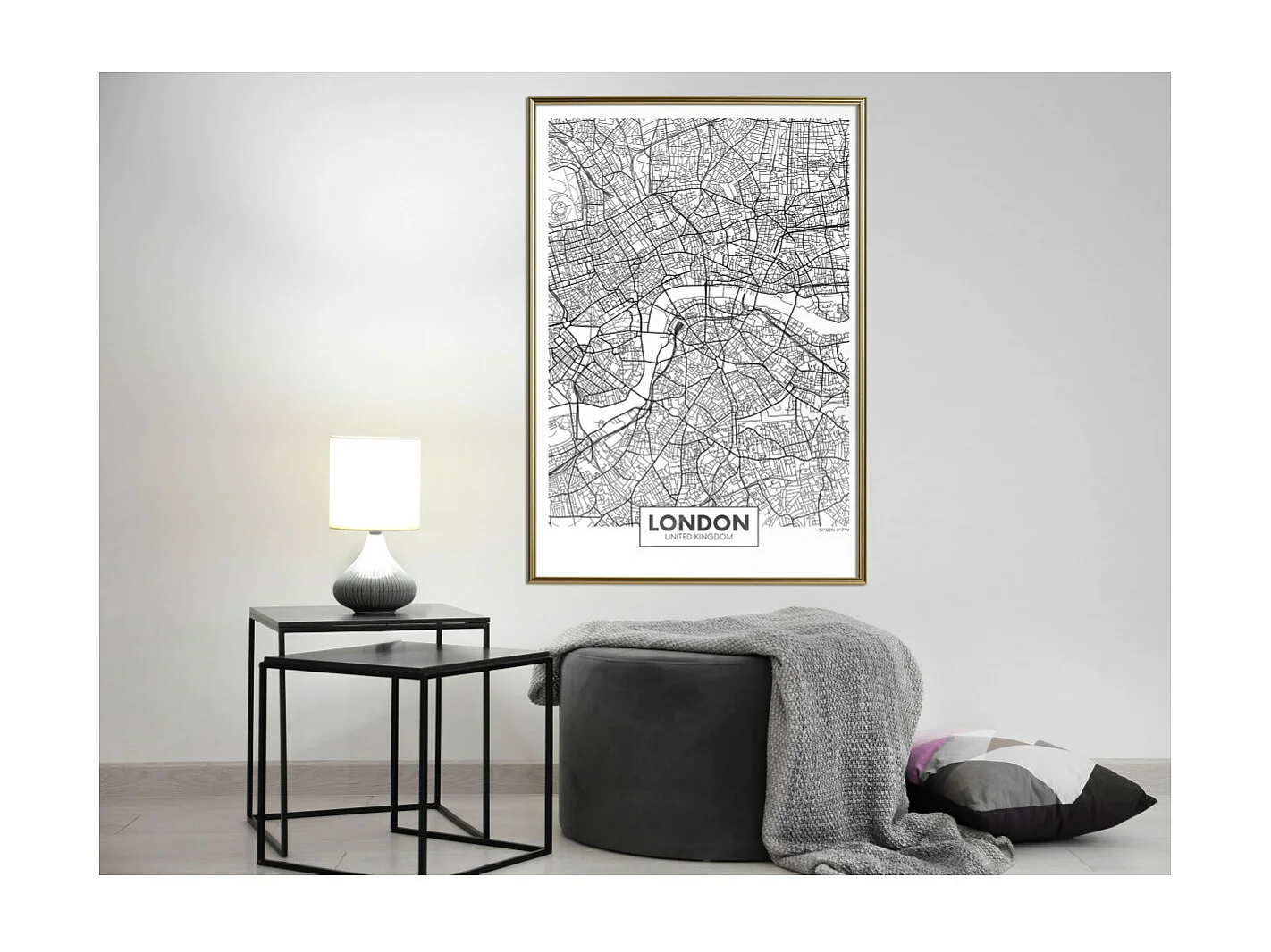 Affiche Murale Encadrée "City Map London" 40 x 60 cm Or