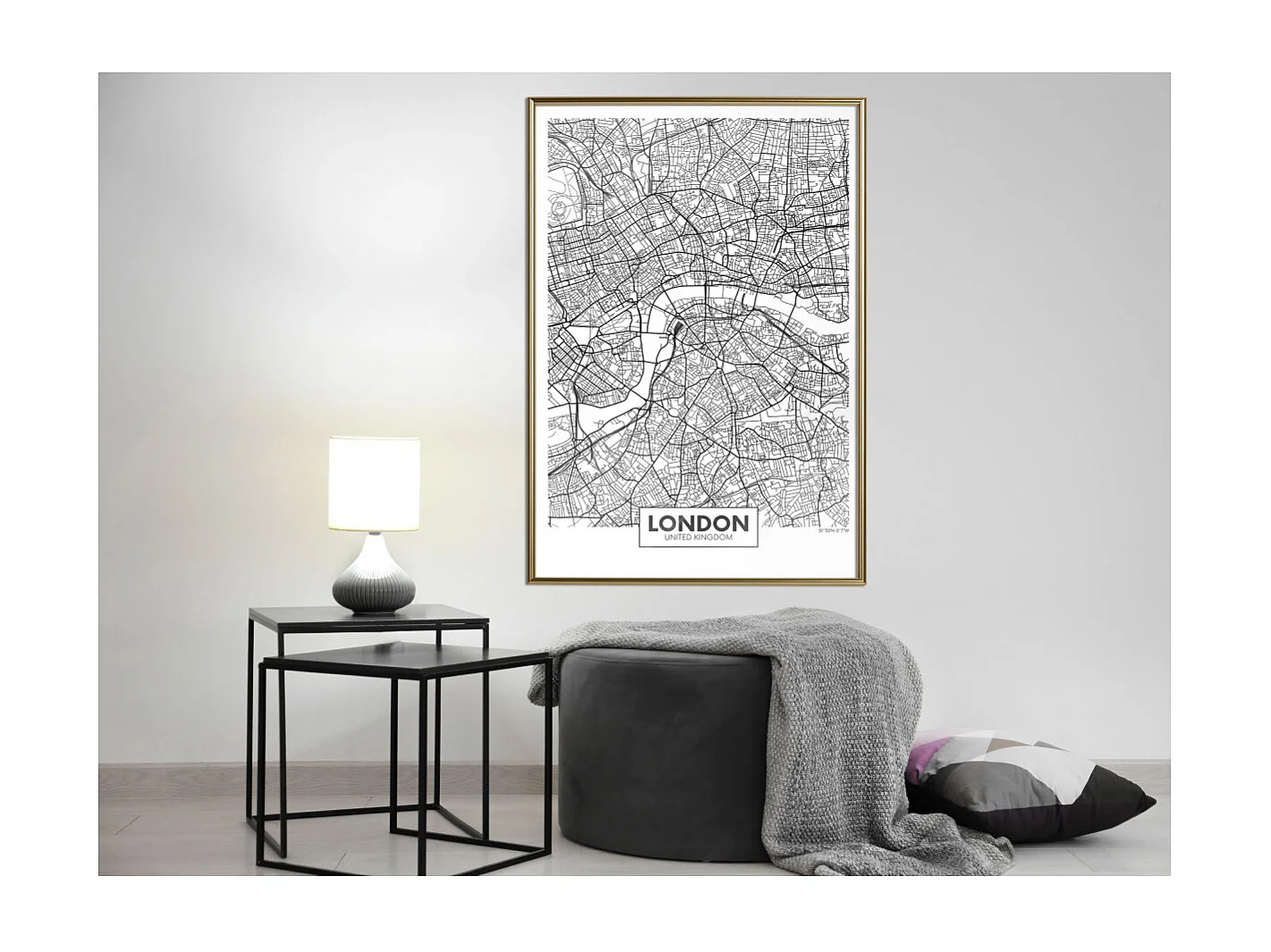 Affiche Murale Encadrée "City Map London" 40 x 60 cm Or