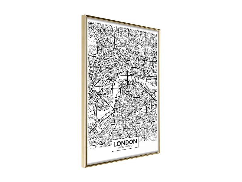 Affiche Murale Encadrée "City Map London" 40 x 60 cm Or
