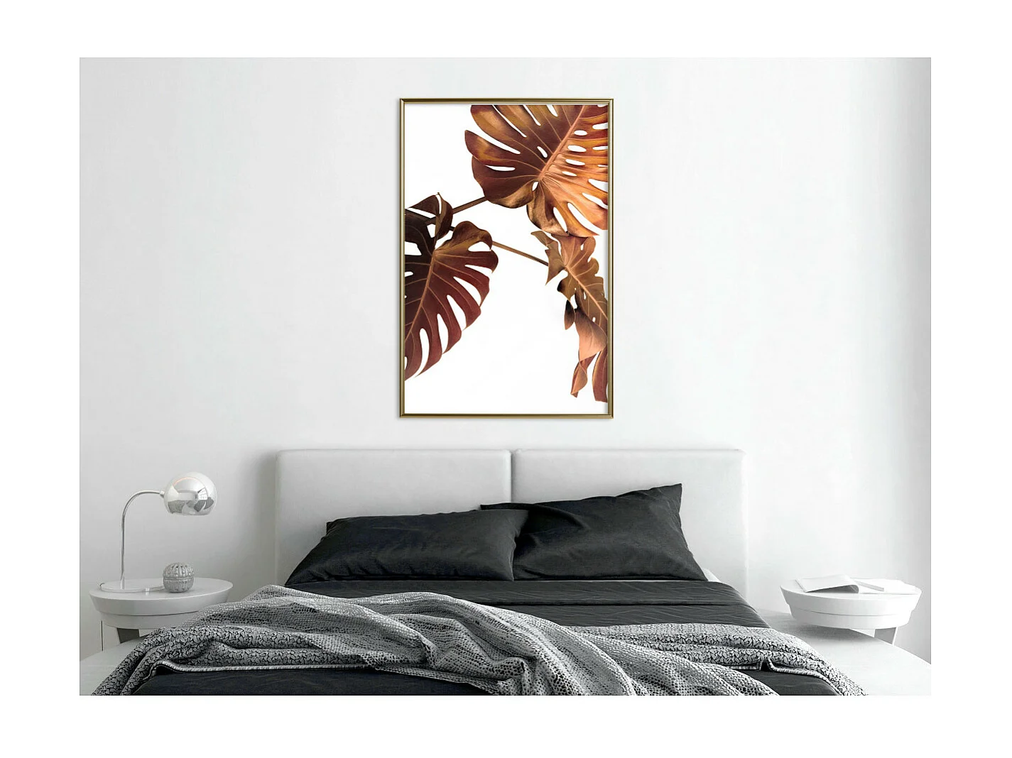 Affiche Murale Encadrée "Copper Monstera" 40 x 60 cm Or