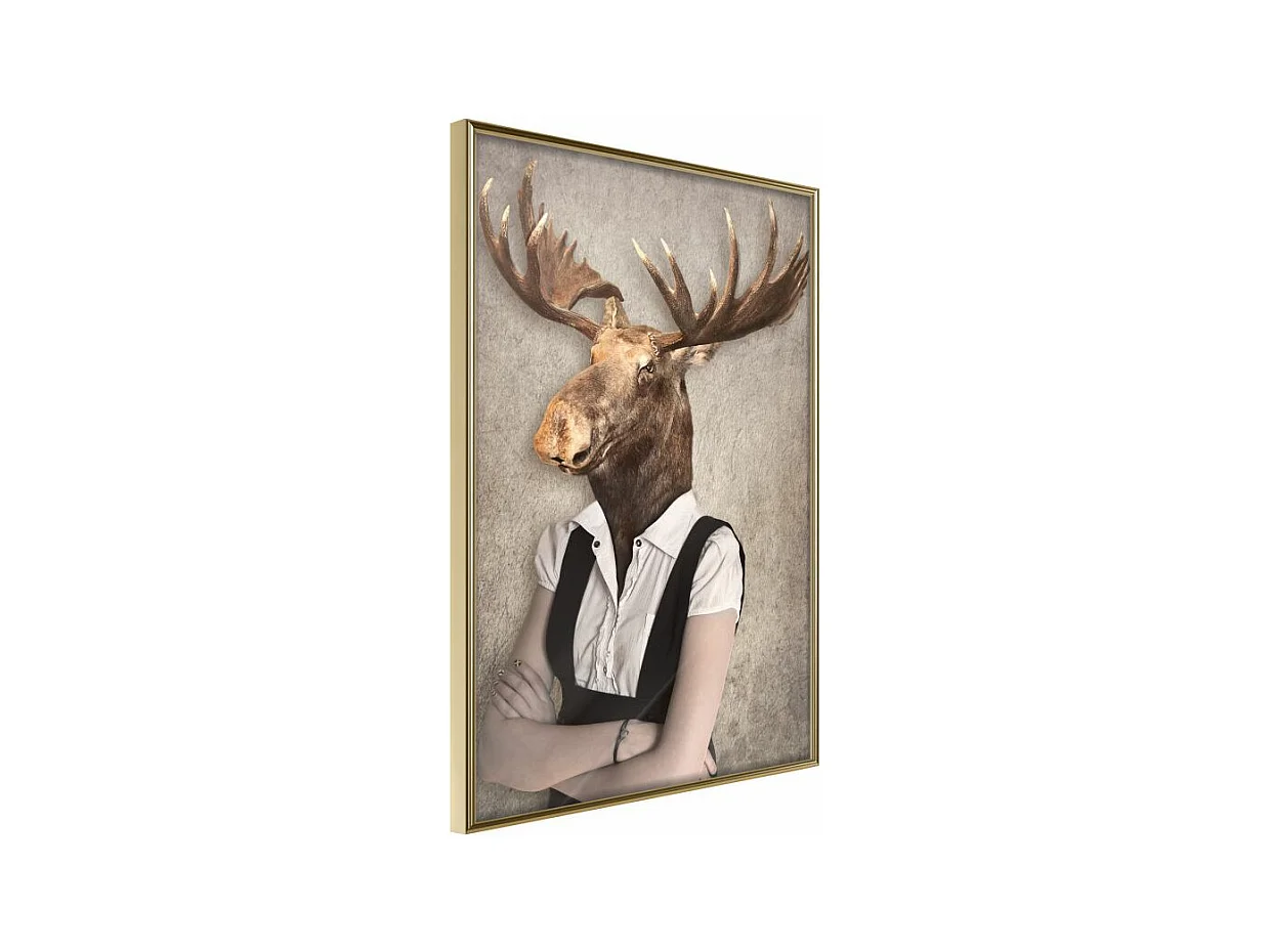 Affiche Murale Encadrée "Animal Alter Ego Moose" 40 x 60 cm Or