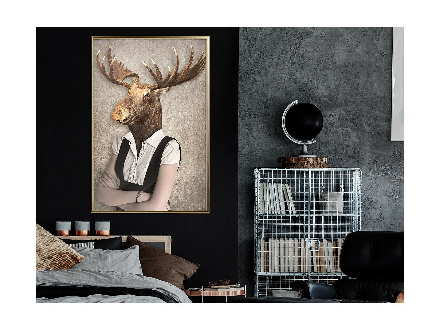 Affiche Murale Encadrée "Animal Alter Ego Moose" 40 x 60 cm Or