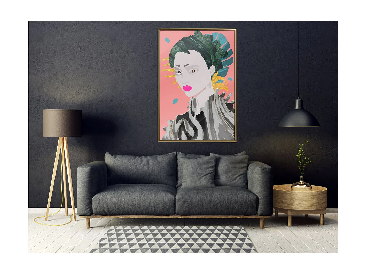Affiche Murale Encadrée "Geisha" 40 x 60 cm Or