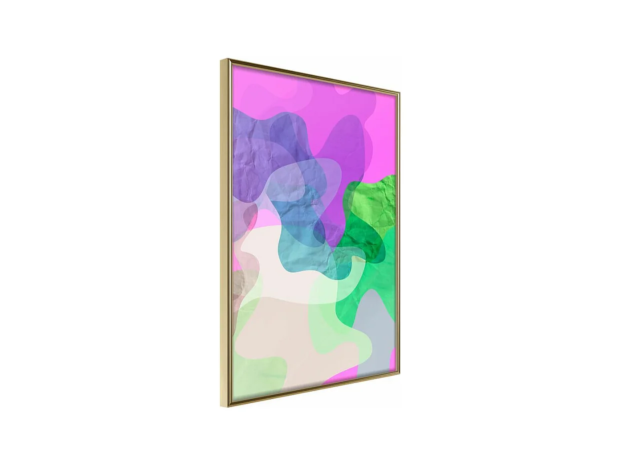 Affiche Murale Encadrée "Colourful Camouflage Pink" 21 x 30 cm Or