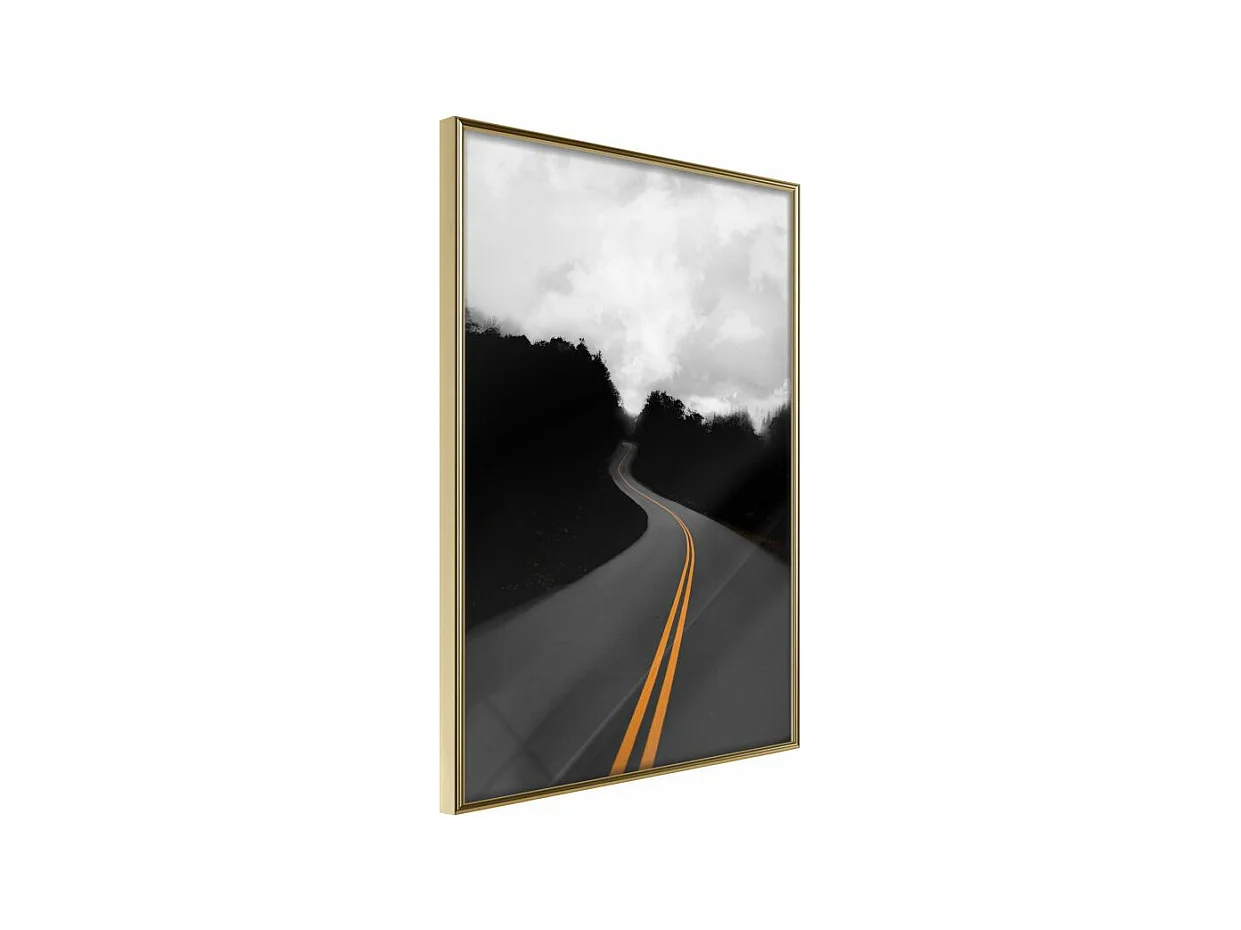 Affiche Murale Encadrée "Road Into the Unknown" 21 x 30 cm Or