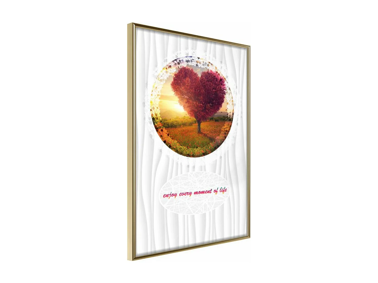 Affiche Murale Encadrée "Heart Tree II" 21 x 30 cm Or