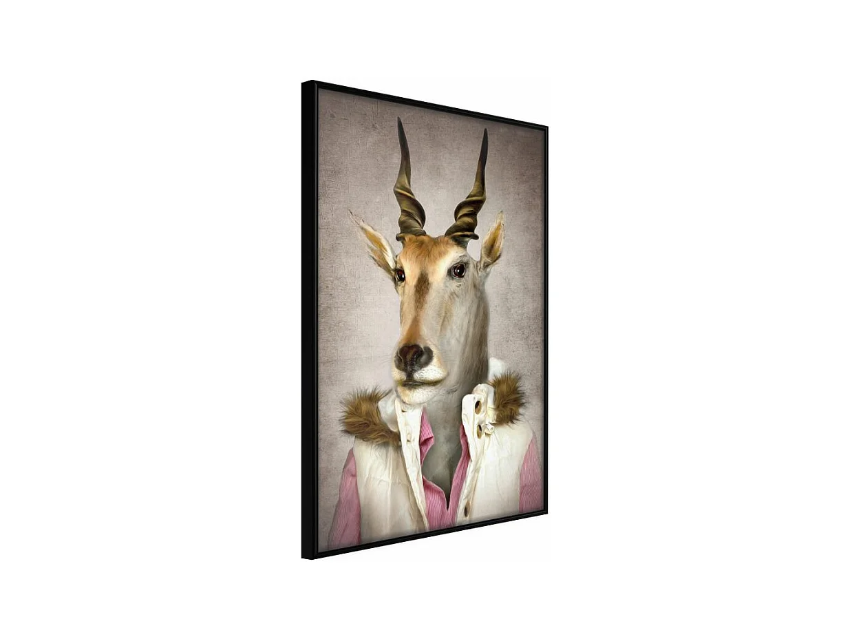 Affiche Murale Encadrée "Animal Alter Ego Antelope" 30 x 42 cm Noir