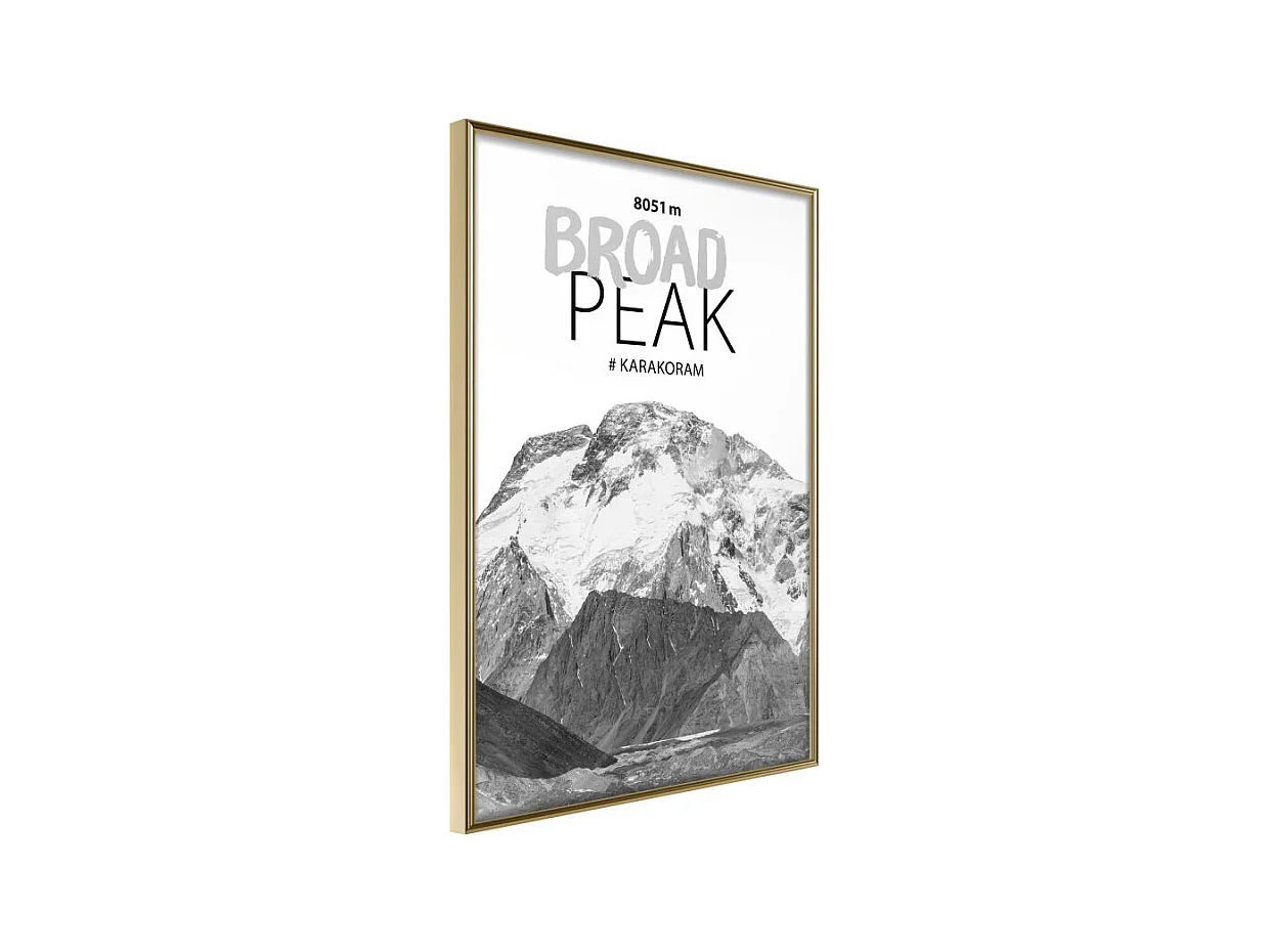 Affiche Murale Encadrée "Peaks of the World Broad Peak" 21 x 30 cm Or