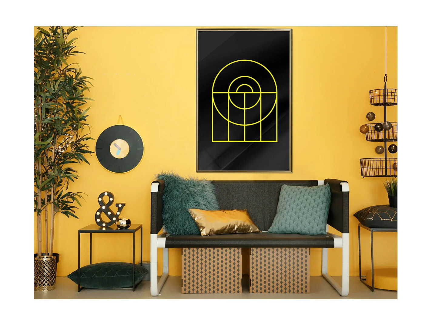 Affiche Murale Encadrée "Yellow Lines" 40 x 60 cm Or