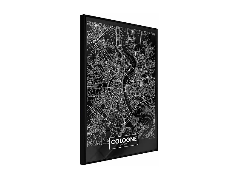Affiche Murale Encadrée "City Map Cologne Dark" 40 x 60 cm Noir