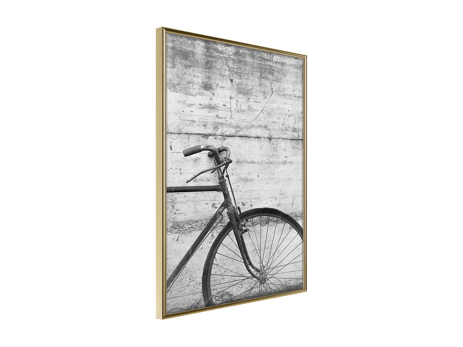 Affiche Murale Encadrée "Bicycle Leaning Against the Wall" 30 x 42 cm Or