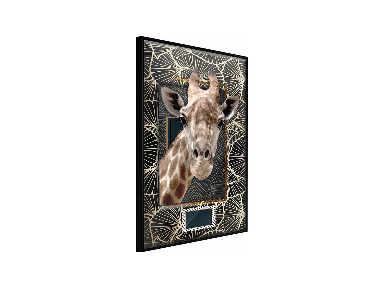 Affiche Murale Encadrée "Giraffe in the Frame" 21 x 30 cm Noir