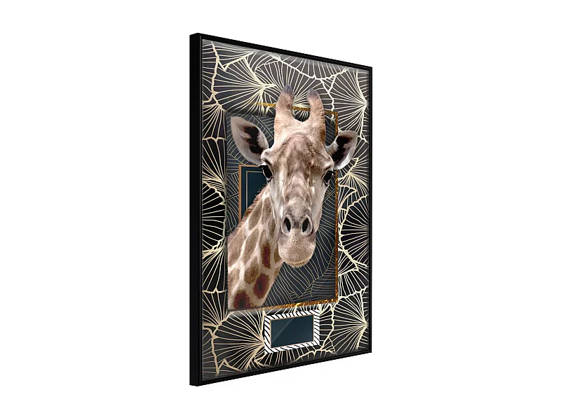 Affiche Murale Encadrée "Giraffe in the Frame" 21 x 30 cm Noir
