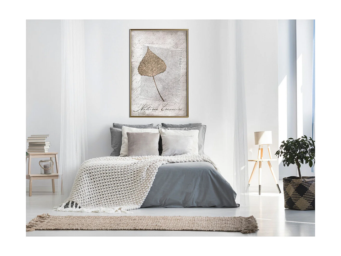 Affiche Murale Encadrée "Dried Leaf" 40 x 60 cm Or