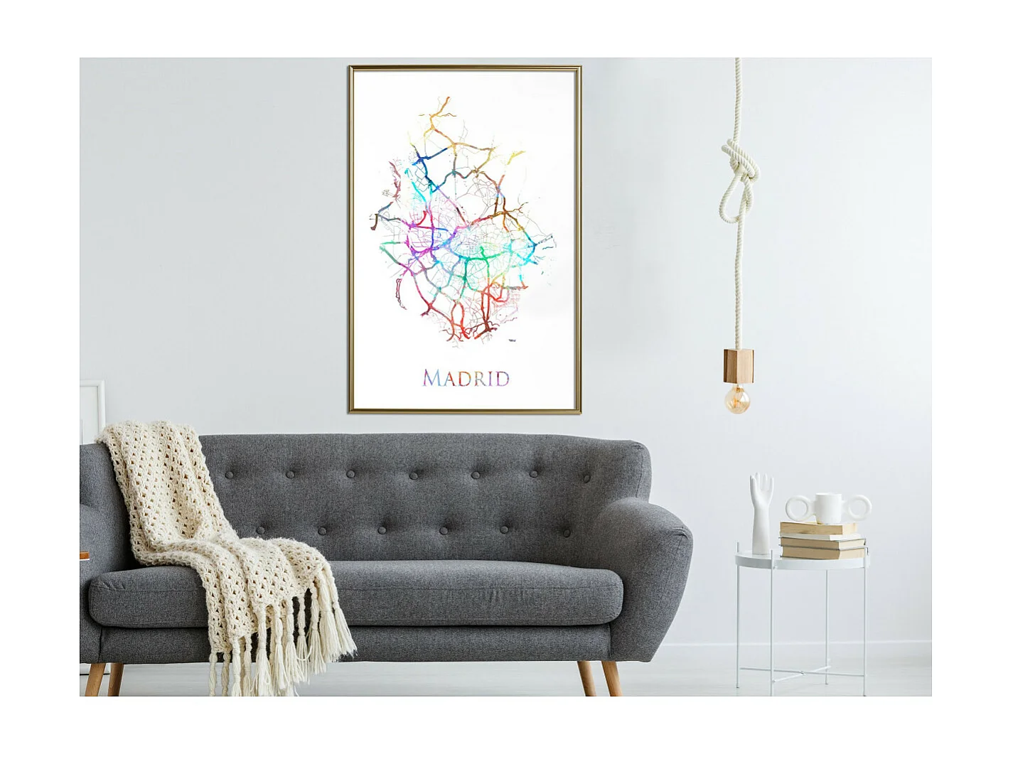 Affiche Murale Encadrée "City Map Madrid Colour" 40 x 60 cm Or