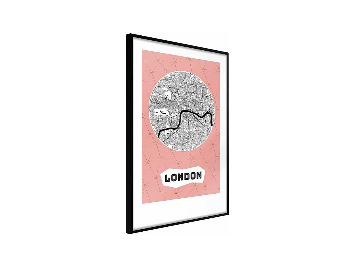 Affiche Murale Encadrée "City map London Pink" 30 x 42 cm Noir