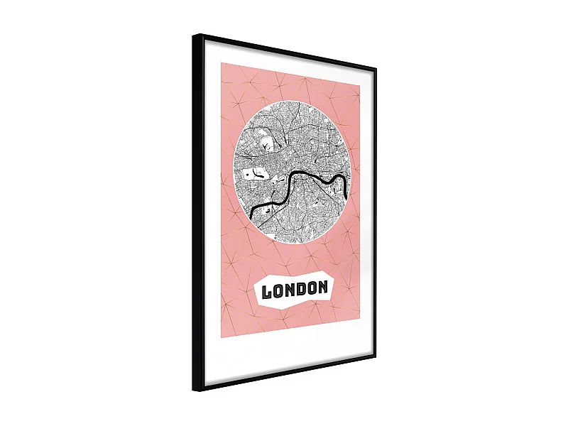 Affiche Murale Encadrée "City map London Pink" 30 x 42 cm Noir