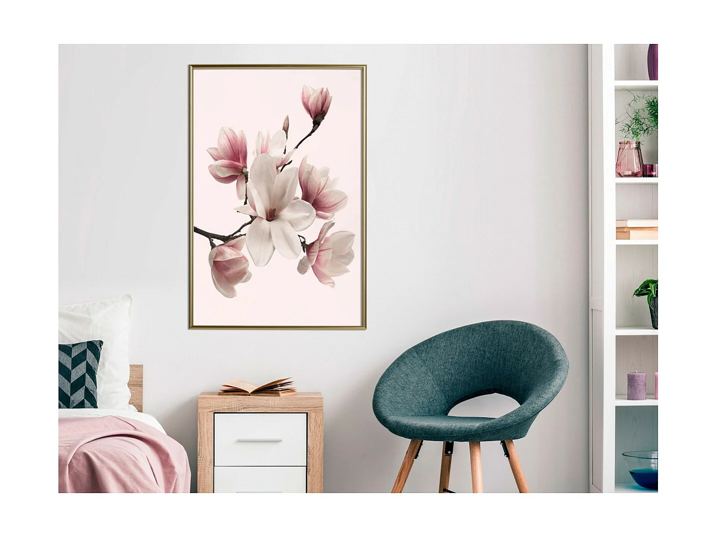 Affiche Murale Encadrée "Blooming Magnolias I" 40 x 60 cm Or