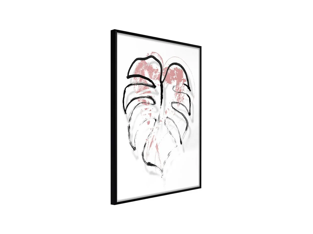 Affiche Murale Encadrée "Black Leaf Outline" 40 x 60 cm Noir