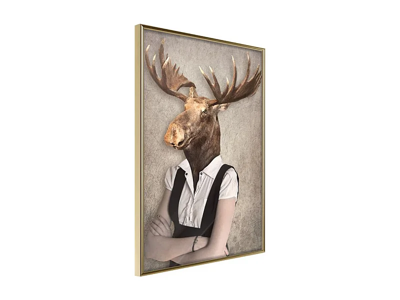 Affiche Murale Encadrée "Animal Alter Ego Moose" 21 x 30 cm Or
