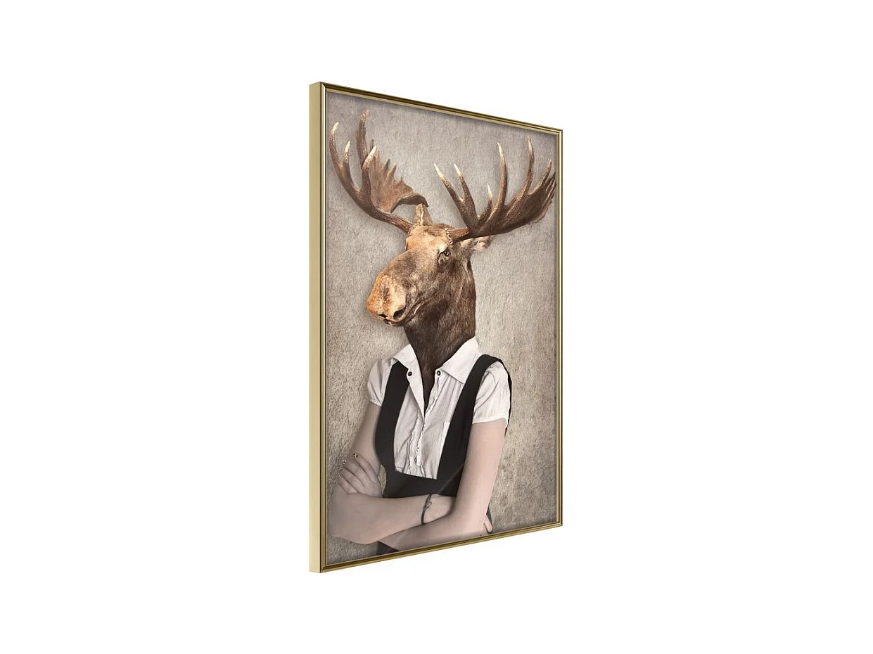 Affiche Murale Encadrée "Animal Alter Ego Moose" 21 x 30 cm Or