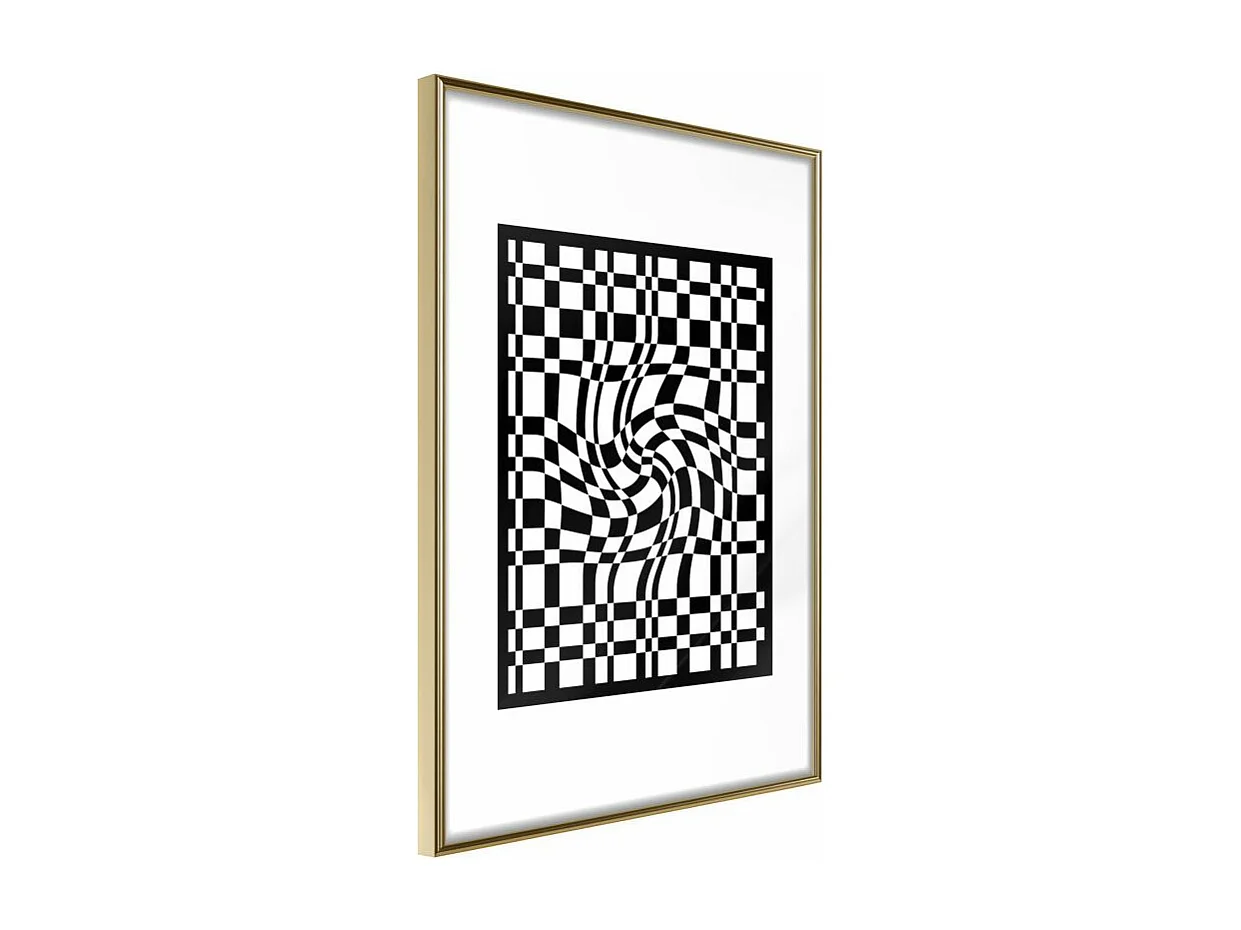 Affiche Murale Encadrée "Op Art" 30 x 42 cm Or