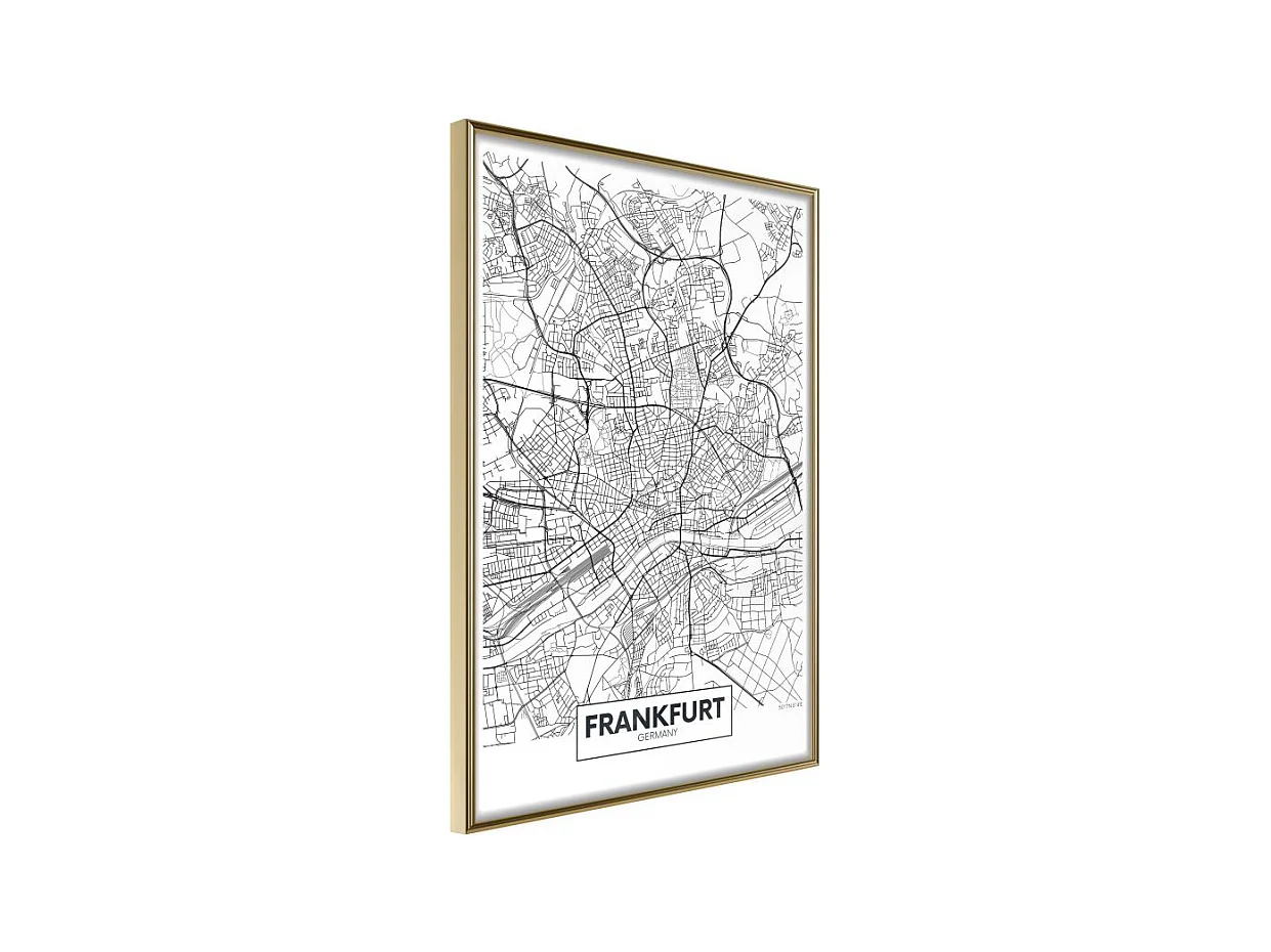 Affiche Murale Encadrée "City map Frankfurt" 40 x 60 cm Or