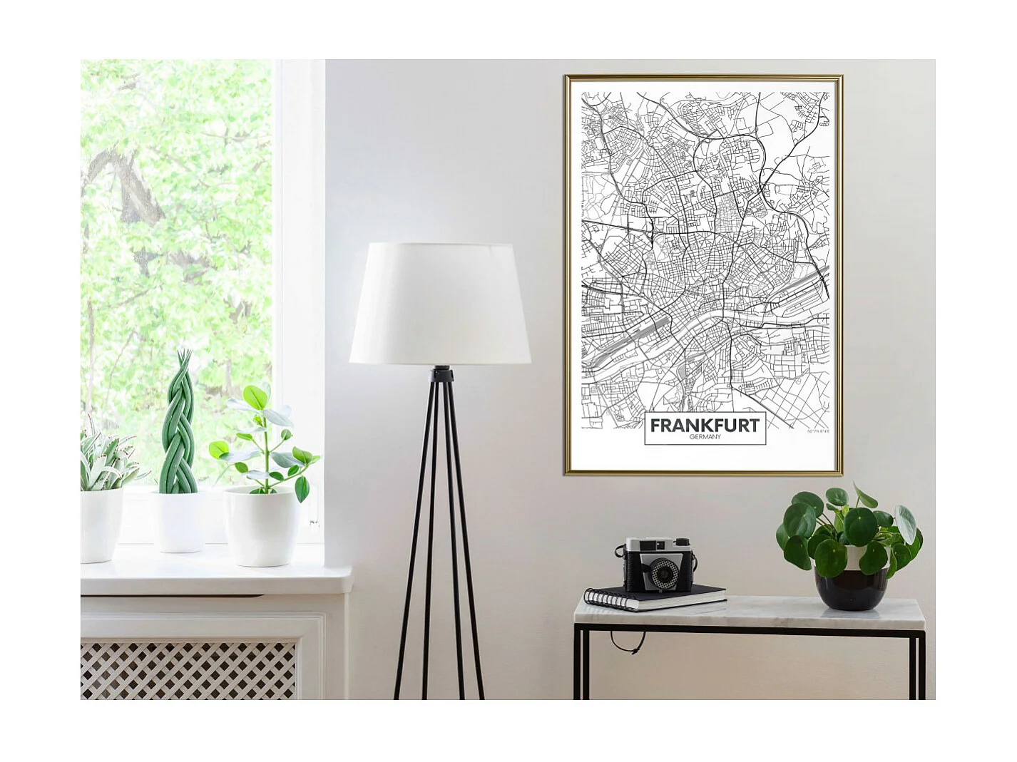 Affiche Murale Encadrée "City map Frankfurt" 40 x 60 cm Or