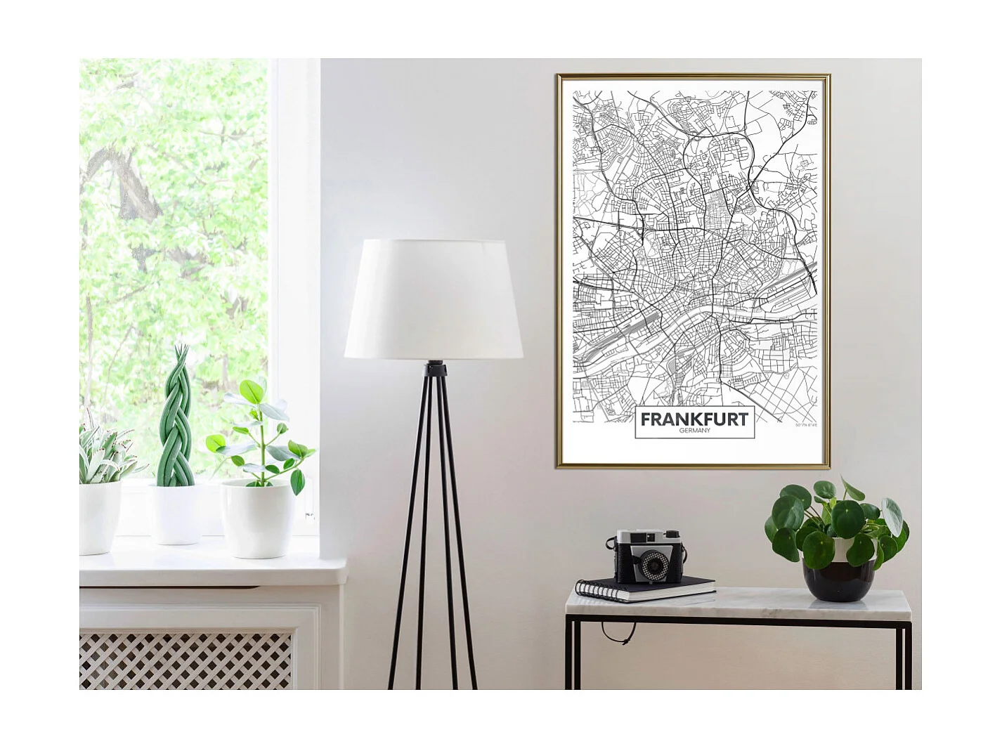 Affiche Murale Encadrée "City map Frankfurt" 40 x 60 cm Or
