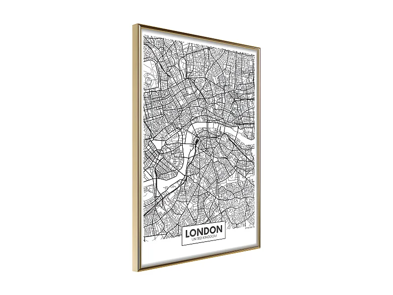 Affiche Murale Encadrée "City Map London" 30 x 42 cm Or
