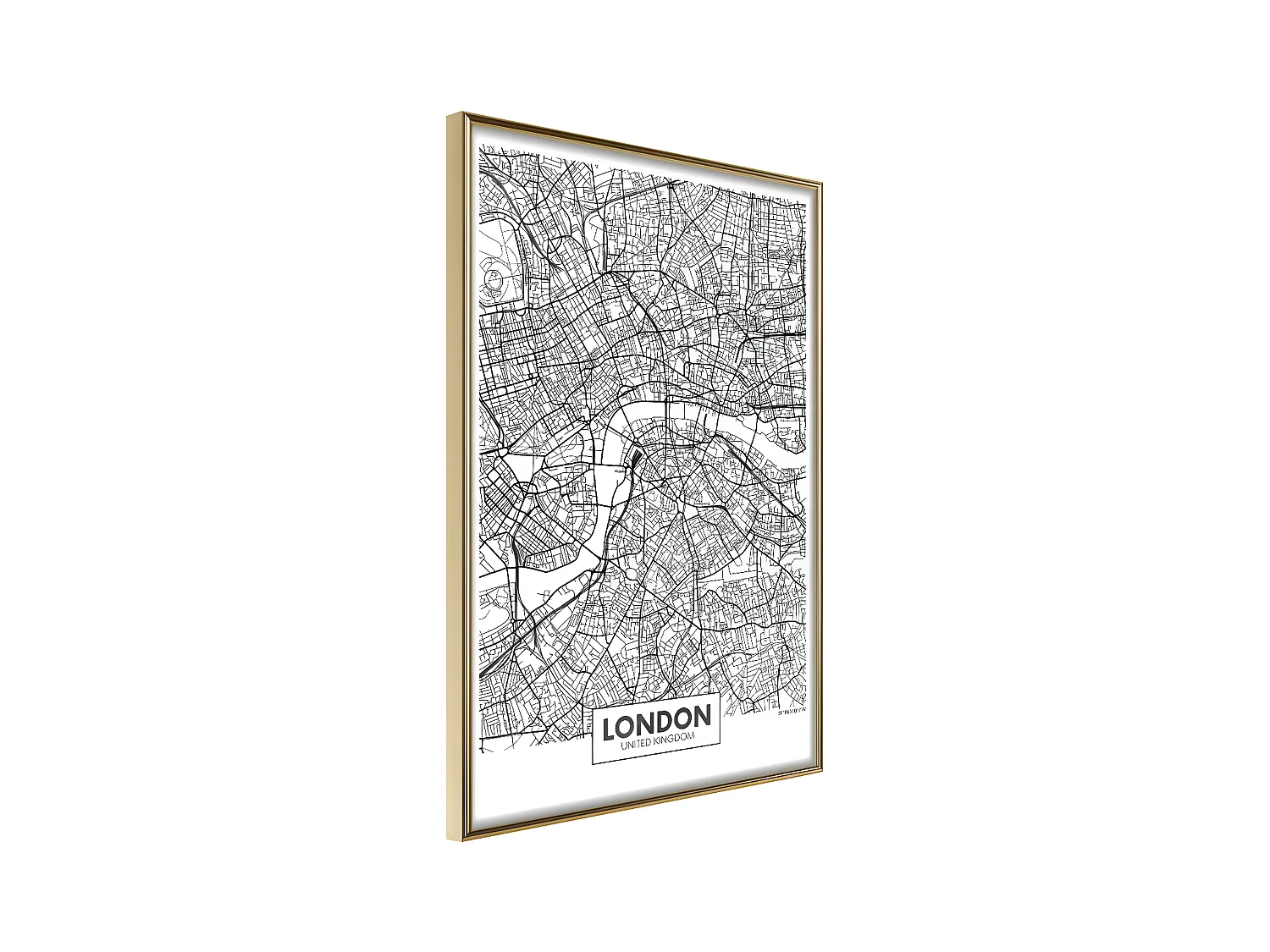 Affiche Murale Encadrée "City Map London" 30 x 42 cm Or