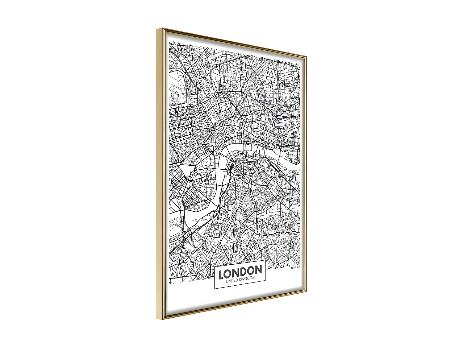 Affiche Murale Encadrée "City Map London" 30 x 42 cm Or