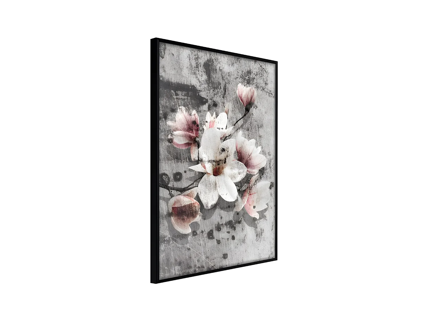 Affiche Murale Encadrée "Flowers on Concrete" 40 x 60 cm Noir
