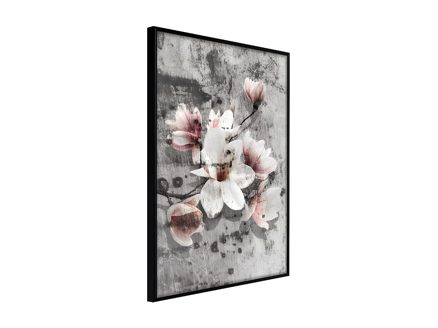 Affiche Murale Encadrée "Flowers on Concrete" 40 x 60 cm Noir