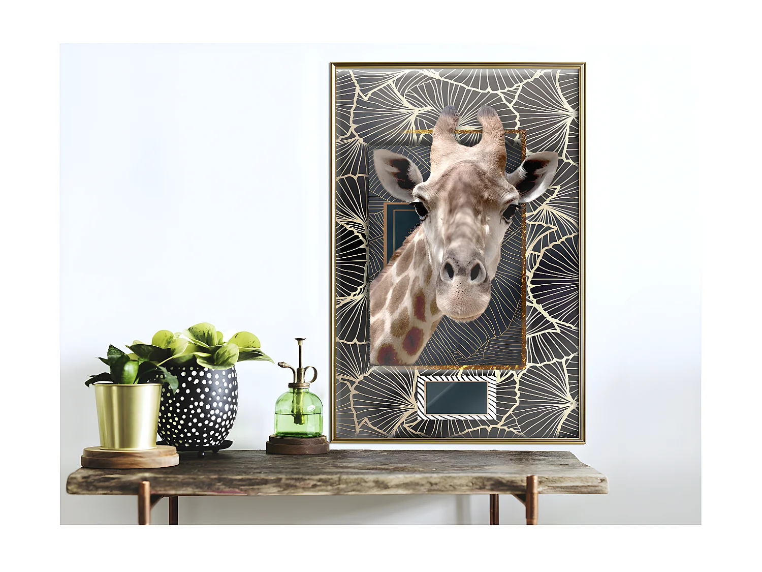 Affiche Murale Encadrée "Giraffe in the Frame" 40 x 60 cm Or