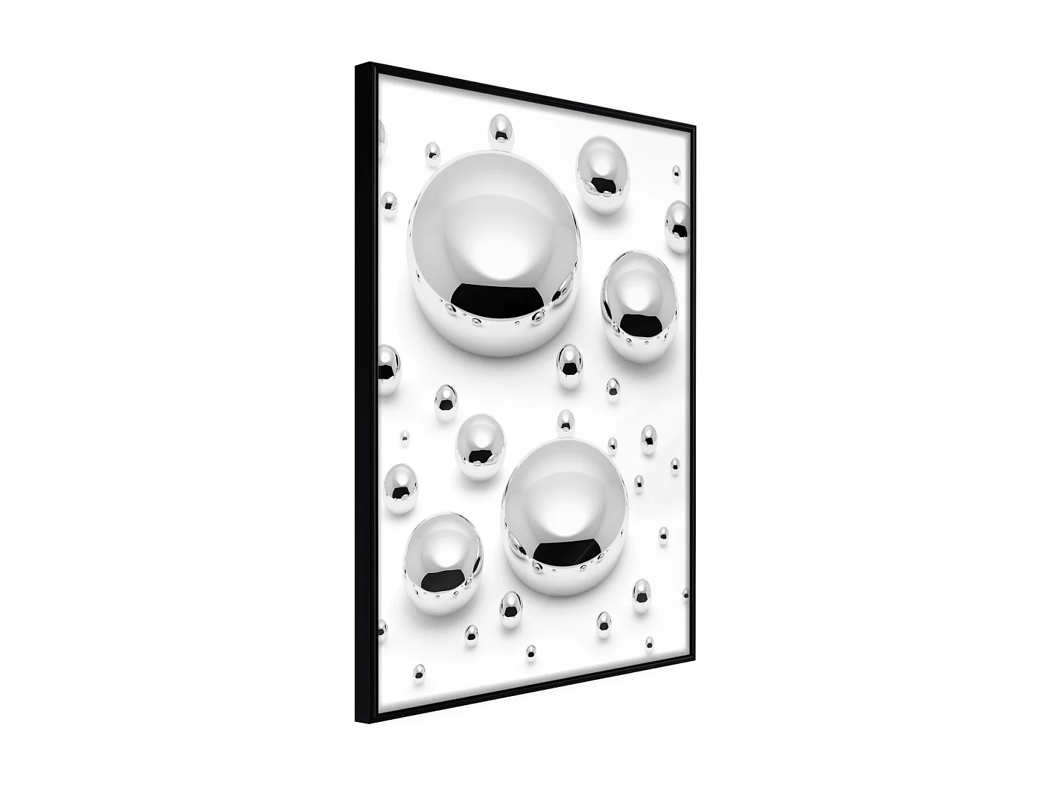 Affiche Murale Encadrée "Silver Drops" 40 x 60 cm Noir