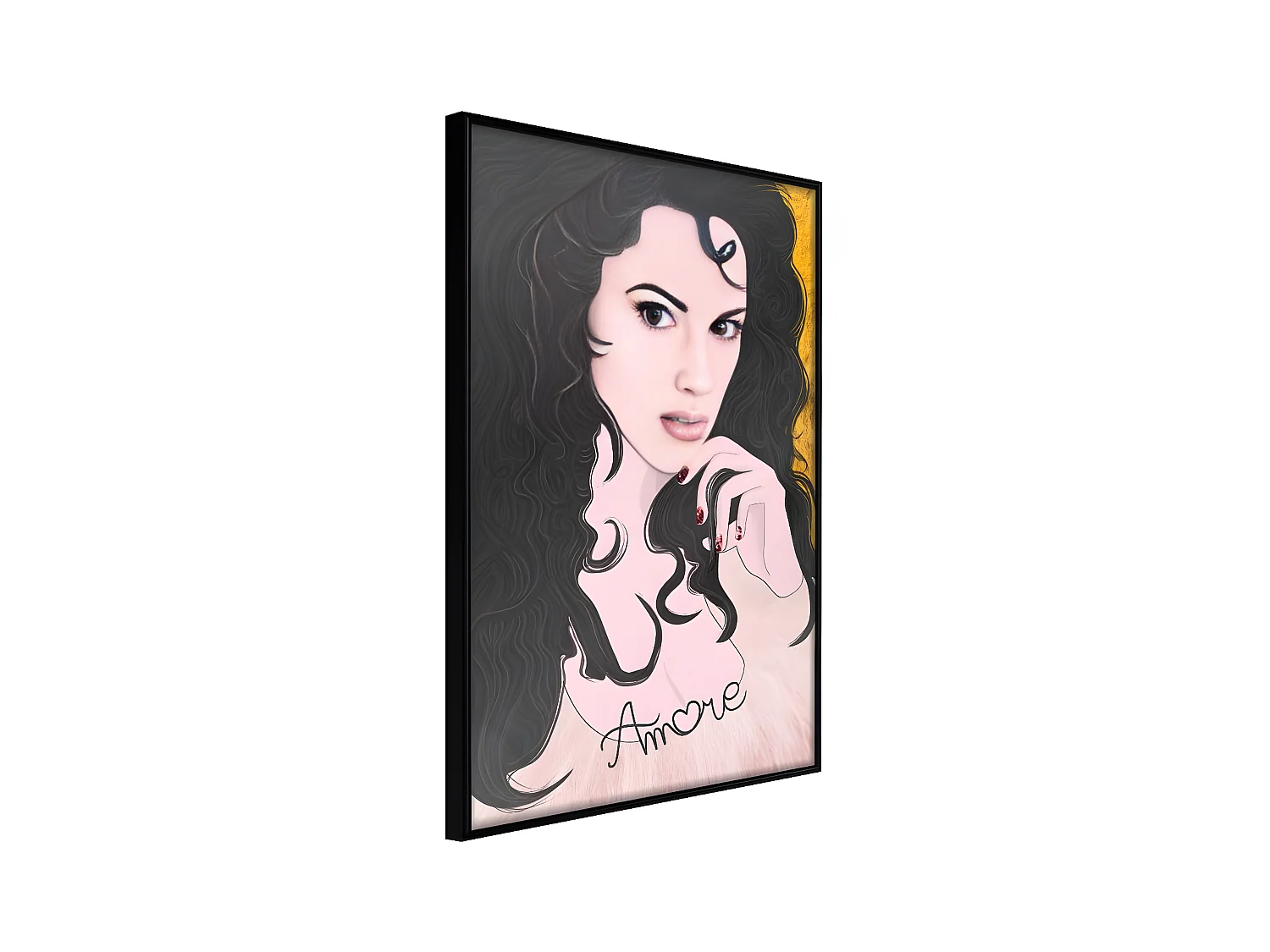 Affiche Murale Encadrée "Tumbling Curls" 21 x 30 cm Noir