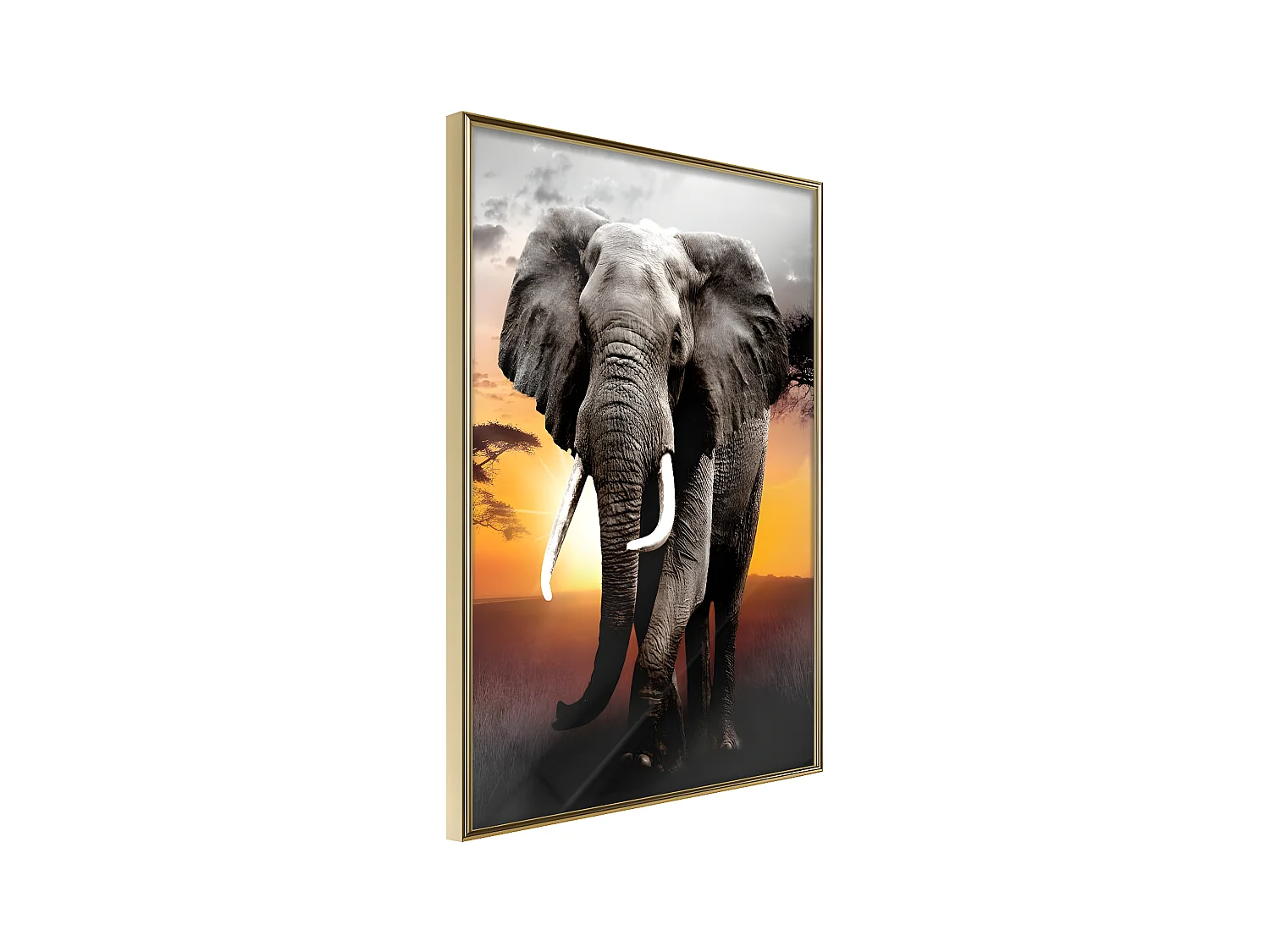 Affiche Murale Encadrée "Majestic Elephant" 21 x 30 cm Or