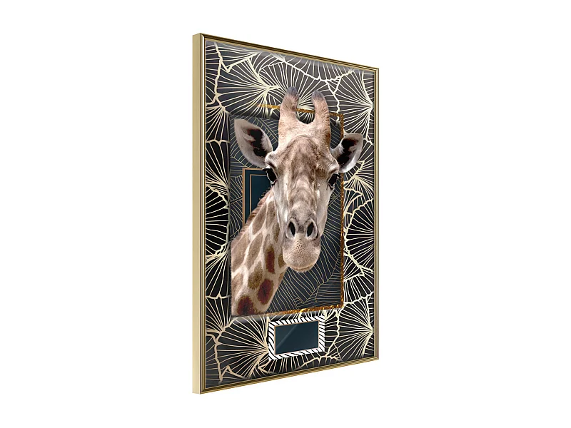 Affiche Murale Encadrée "Giraffe in the Frame" 30 x 42 cm Or