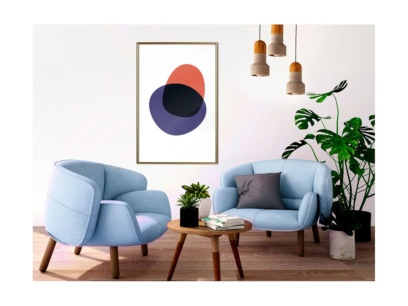 Affiche Murale Encadrée "White, Orange, Violet and Black" 40 x 60 cm Or