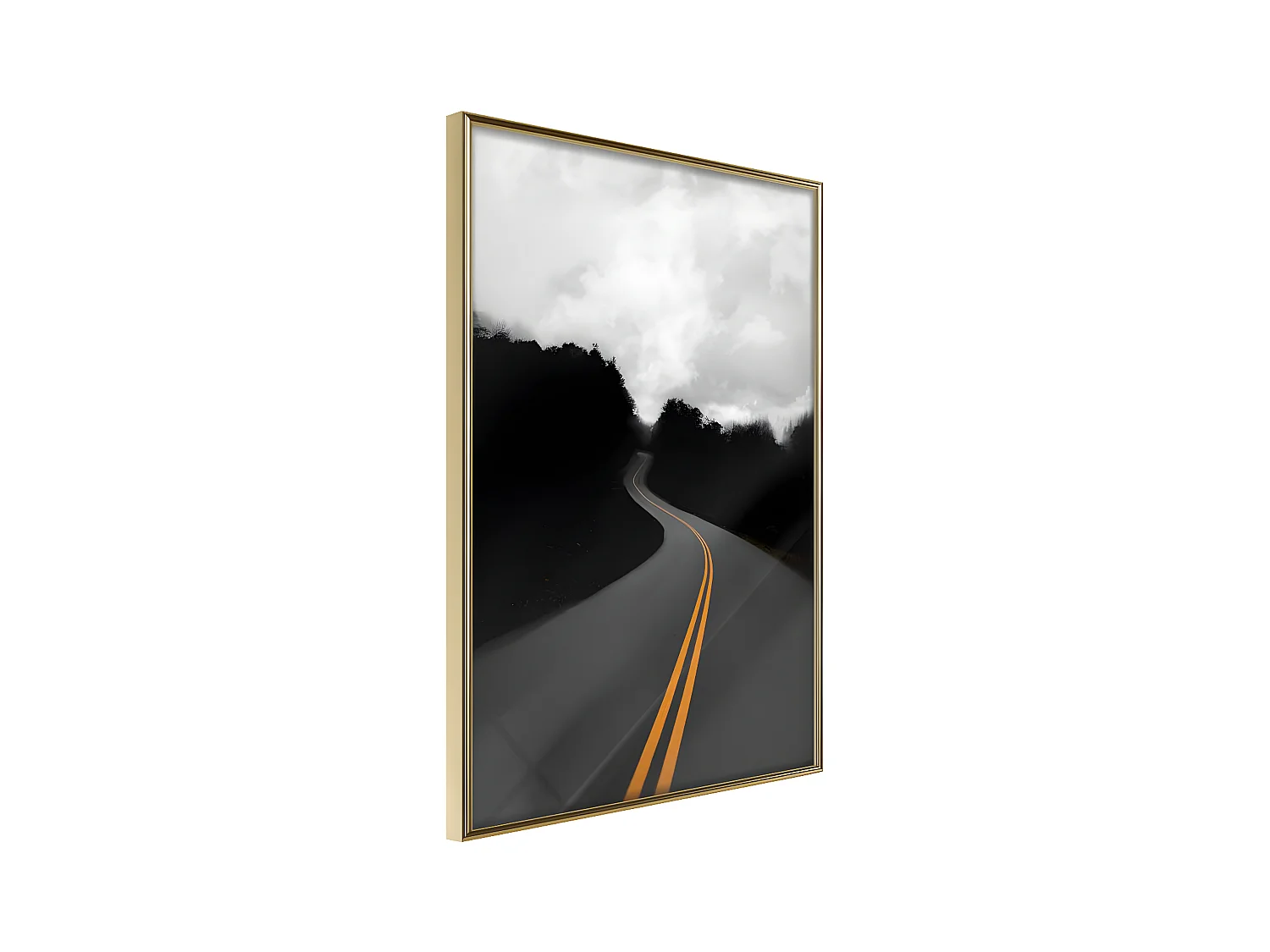 Affiche Murale Encadrée "Road Into the Unknown" 30 x 42 cm Or