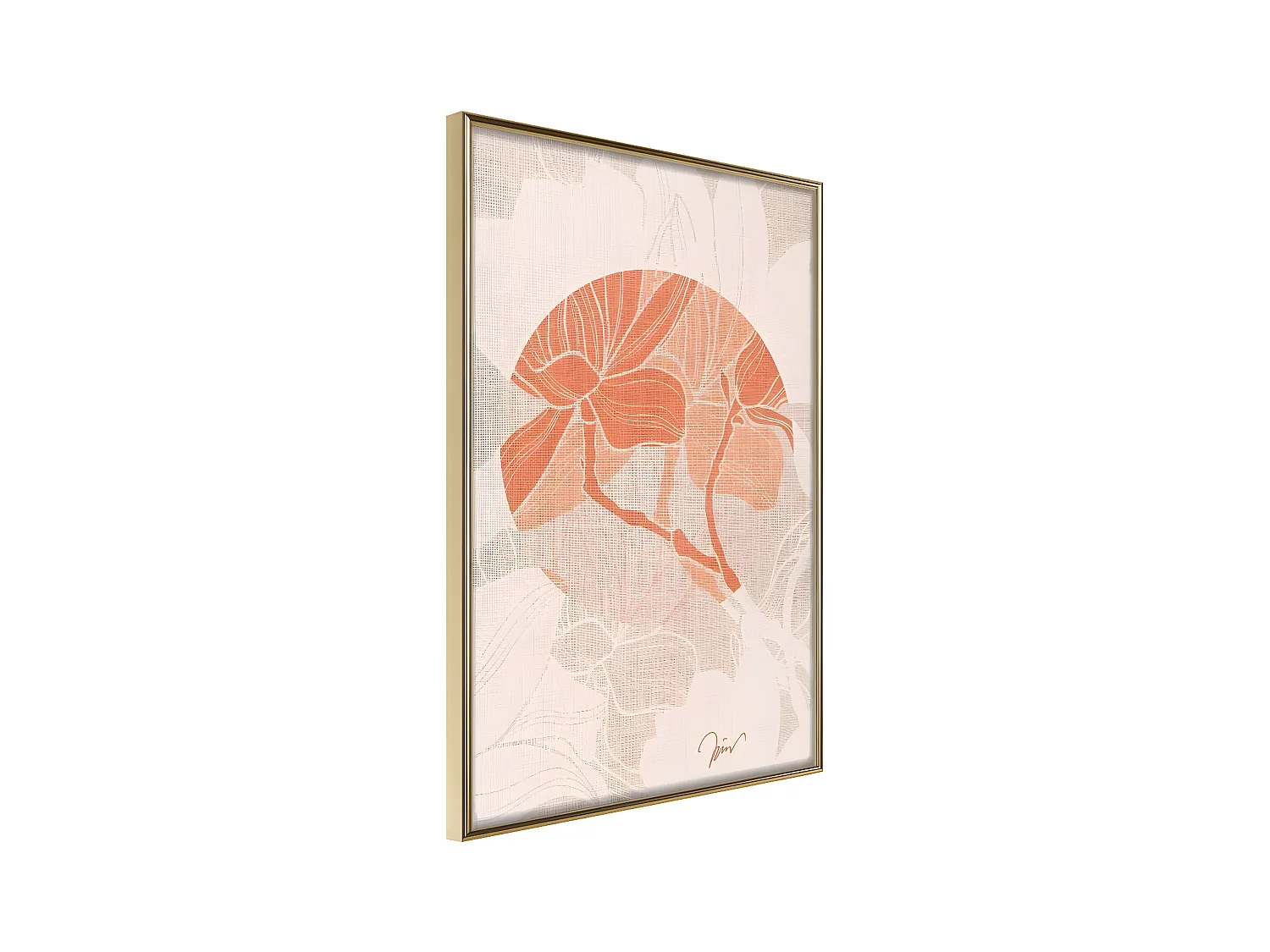 Affiche Murale Encadrée "Flowers on Fabric" 21 x 30 cm Or