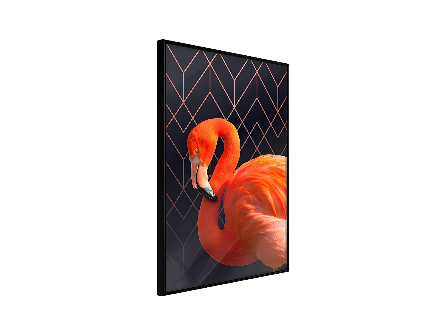 Affiche Murale Encadrée "Orange Flamingo" 21 x 30 cm Noir