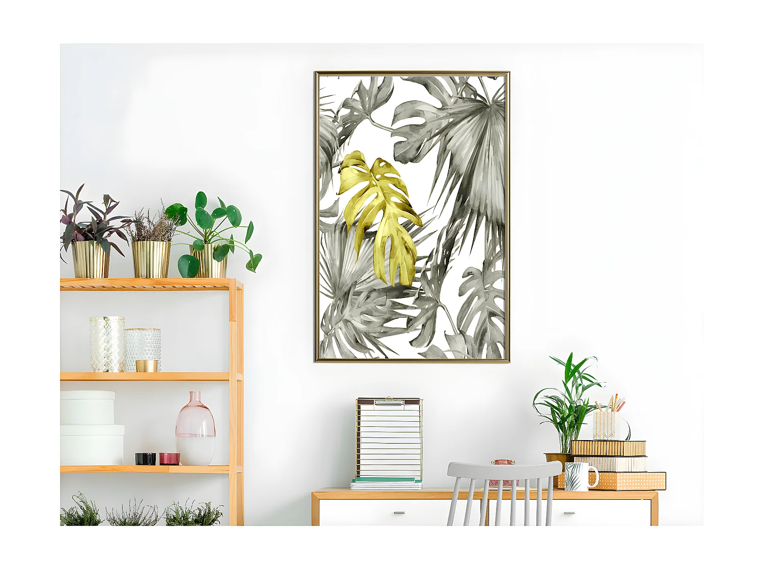 Affiche Murale Encadrée "Extraordinary Leaf" 40 x 60 cm Or