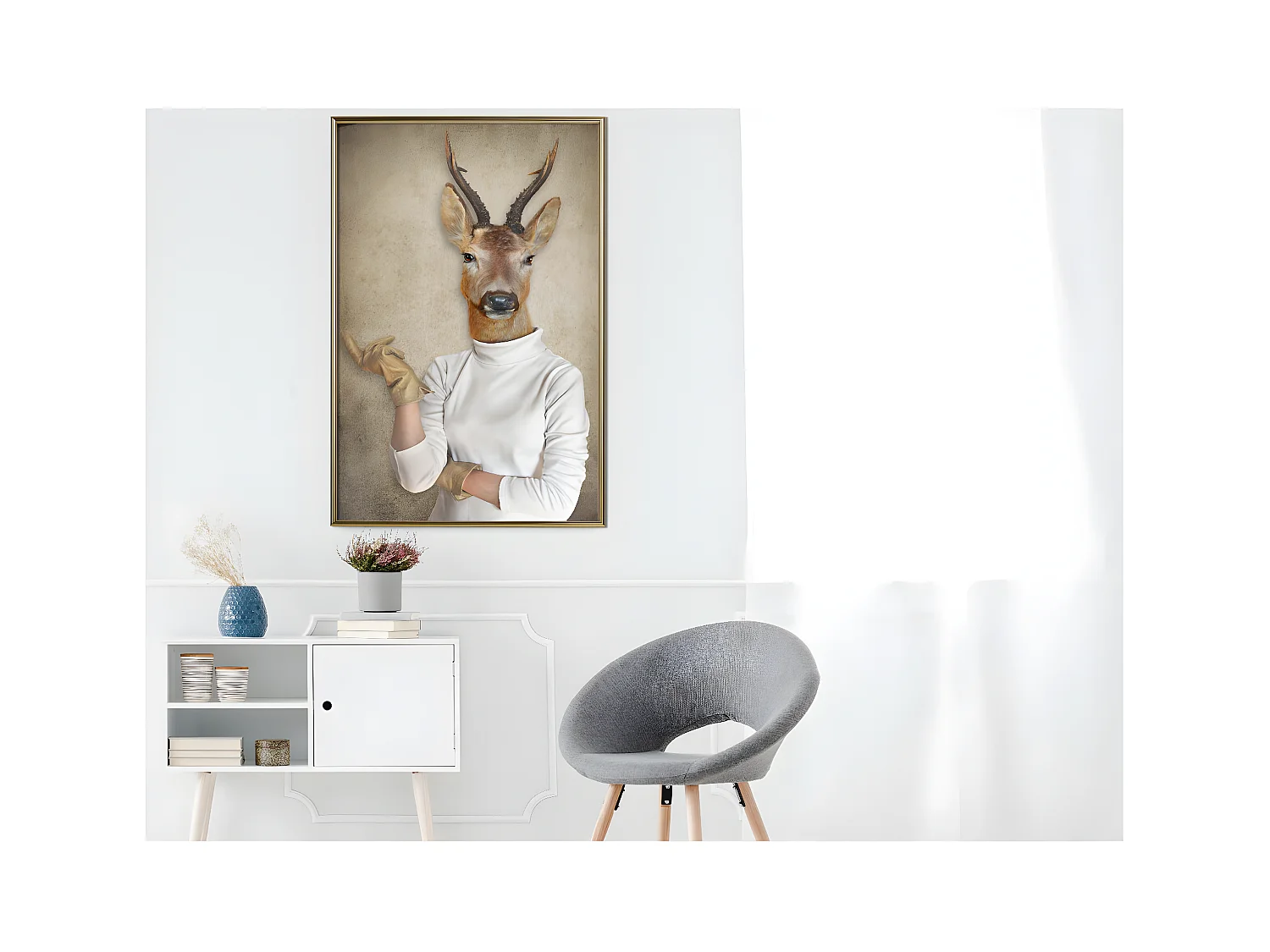 Affiche Murale Encadrée "Animal Alter Ego Capreolus" 40 x 60 cm Or