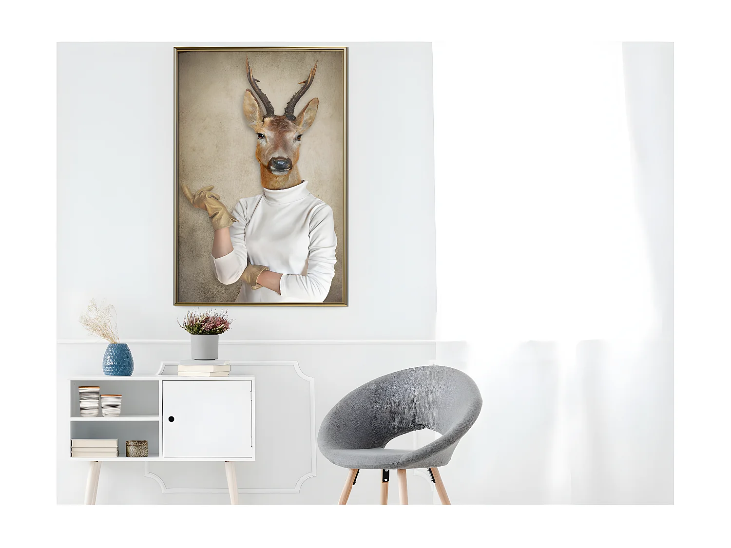 Affiche Murale Encadrée "Animal Alter Ego Capreolus" 40 x 60 cm Or